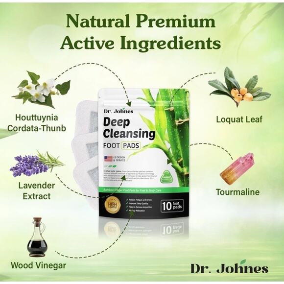Dr Johnes Deep Cleansing Foot Pads Natural Ginger and Bamboo Foot Care - Picture 3 of 6
